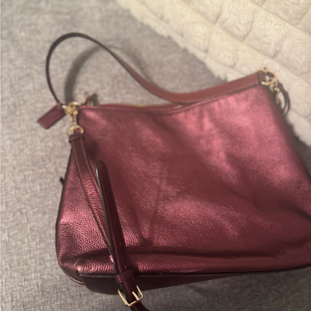 Coach Deep Red Leather Shoulder Bag - Picture 3 of 5